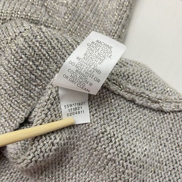 J Jill Zinc Shimmer Gray Gold Crew Neck Pullover Knit Sweater Women's Large - Picture 9 of 12